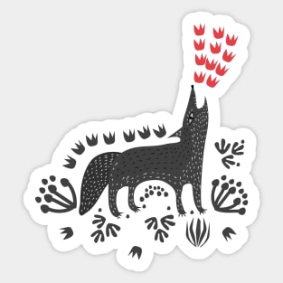 Folksy Night Wolf Sticker